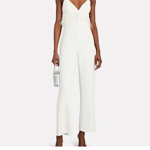 SAYLOR Krysta Cream Feather-Trim Jumpsuit NWT size medium